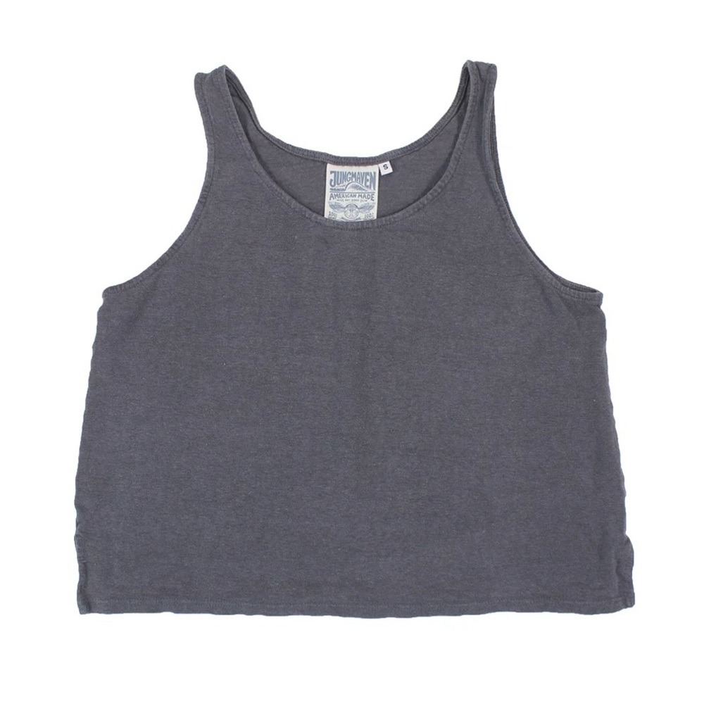 Jungmaven Sophie 100% Hemp Cropped Tank in Diesel Gray, size XS